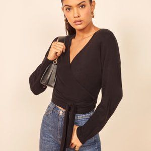 NWT Black Azra Wrap Top Size M Reformation